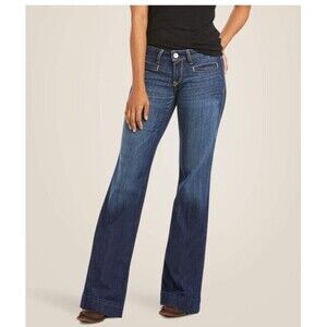 Ariat Women Lucy Mid Rise Stretch Wide Leg Trouser Jeans Pacific 10028925, 29S
